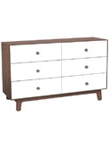 Merlin 6 Drawer Dresser White/Walnut